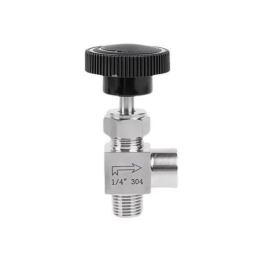 Adjustable Right Angle 1/4\" Panel Mounted Manual Shut Crane Needle Valve with BSP NPT Male Female Threads Flow Control