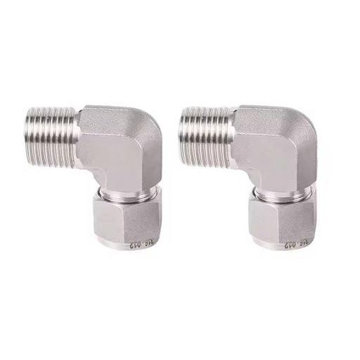 Stainless Steel Double Ferrule Instrumentation Tube Fitting 3/4" Tube OD X 3/4" NPT Male 90 Degree Elbow Adapter Male 90° Elbow