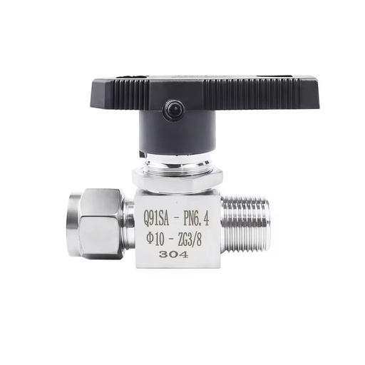 304/316 Stainless Steel 1/4 Inch NPT BSPT Male Threaded End Mini Ball Valve 6/8/10mm OD Tube Ferrule Straight-Through Ball Valve