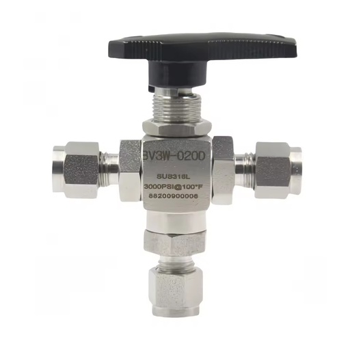 SS316 Manual 1/8-1/2in 6mm 18mm OD Union CO2 Gas Oil Water Parker Type 3000psig High-Temperature 3-Way Instrument Ball Valve OEM