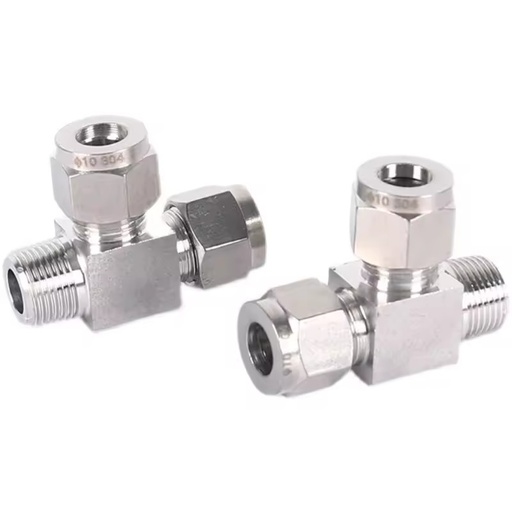 Swagelok Type Stainless Steel High Pressure ISO9001 Certified Tube Fitting Union Tee Connector BSPT ZG Male 1/2" OD Compression