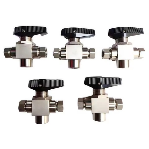 Stainless Steel Two Position Three-way Gun Ball Valve for CNG High Pressure Ball Valve GAS Media 1/4'' NPT Trunnion Ball Valve