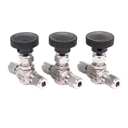Stainless Steel Double Ferrule Forged Needle Valve 3000psi 8 10mm 3/8" 1/2" OD Tube High Pressure Integral Bonnet Needle Valve