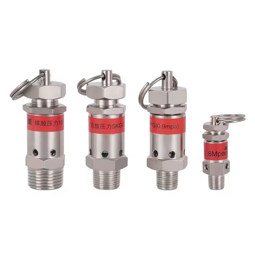 Mini 1/8" 1/4" BSPT Male Thread 0.5-10 Bar With Lock 304 Stainless Steel Pressure Relief Air Release Valve Relief Safety Valve