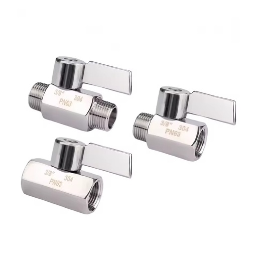 SS304 Stainless Steel Handle PN63 MINI Ball Valve 3/8" 3/4" 1/8" 1/4" 1/2" NPT Female Male Water Oil Gas 2 Way ISO9001 Certified