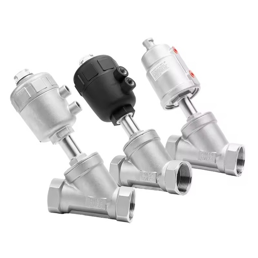 DN15 DN20 DN25 DN32 DN40 DN50 DN65 DN80 Water Gas Oil PN16 Pneumatic Stainless Steel 304/316L Shut-Off Angle Seat Valve