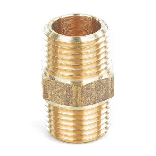 Custom Made HT Brand 306 Series Forged Precision Brass Male Pipe Fitting Hex Nipple for Air Fuel Water 1/2" Thread
