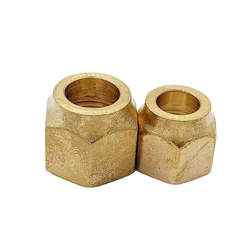 Top Quality SAE 45 Degree 1/4 5/16 3/8 1/2 Inch Air Conditioner Brass Flare Hex Short Forged Nut