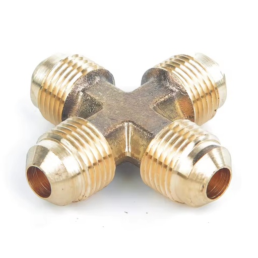 High Pressure NSF61 ISO9001 UPC Certificated 4 Ways Size 15 Brass Lead Free Flare Cross Flare Fitting