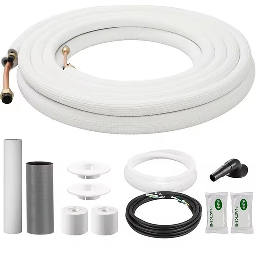 YOD HVAC Contractor 1/4 3/8 Inch AC Mini Split Refrigerating Connection Home Tubing R22/R410A Pre-Insulated Copper Pipe Line Set