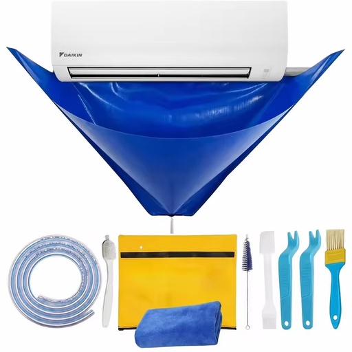 YOD HVAC Home AC Cleaning Kit for 1-1.5HP Split Units Air Conditioning Fitting Waterproof Washing Bag Drain Outlet 3-Year