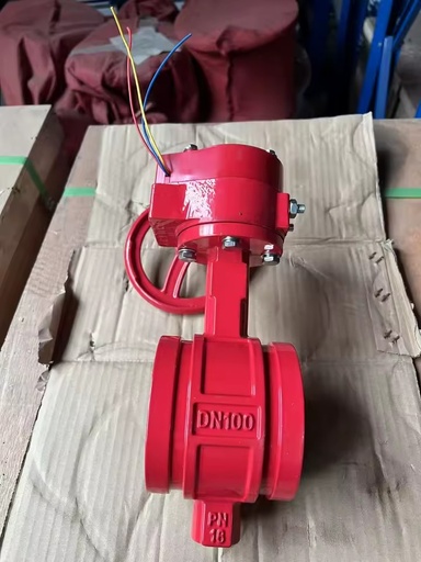 Grooved Signal Butterfly Valve Worm Gear Rubber Lined Body Supervisory Switch D381X-16Q PN16 DN50-DN300 for Fire Water