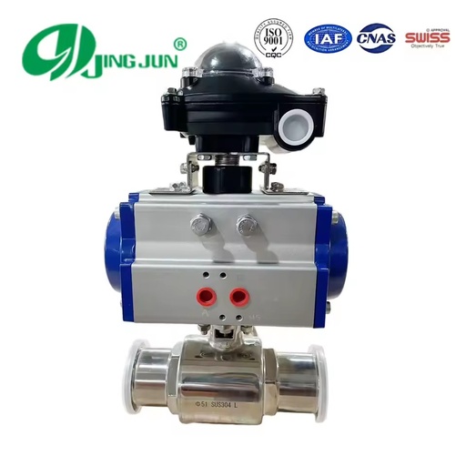 Stainless Steel 304 316 3 - way Sanitary Ball Valve Manual / Pneumatic / Electric Operated for Water / Oil / Gas Applications