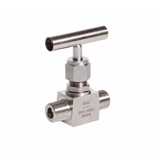Stainless Steel SS316 3/8 NPT or BSPT Male Thread Manual Power Integral Forged Needle Valve 6000psi for Gas Media