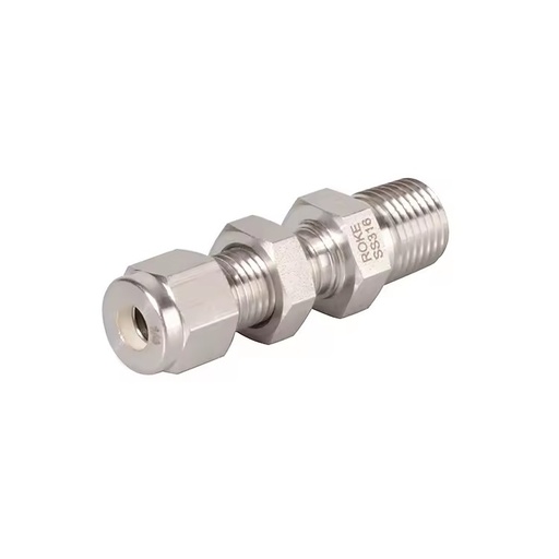 SS-BMC Stainless Steel Tube Fitting OD 1/4 Male Thread Bulkhead Connectors Double Ferrules 1/8 1/4 3/8 NPT Forged 6000psi