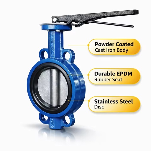 Reliable Cast Iron Manual Butterfly Valves ISO9001 Certified for Water Gas Systems Precise Flow Regulation 2in-40in Port