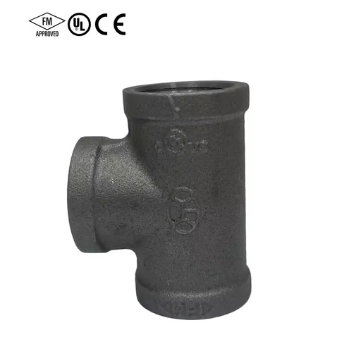 Black Malleable Iron Pipe Fittings BSPT Thread Equal Tee Reducing Elbow Union Nipple Plumbing Fire Fighting System