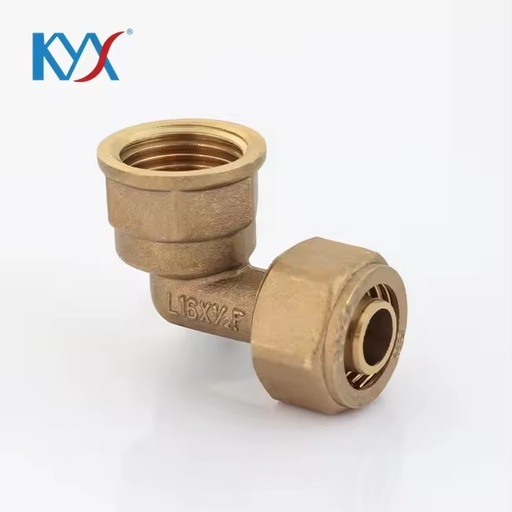 Brass PEX AL PEX Pipe Female Thread Elbow Fitting, Multilayer Pipe Connector for Hot Cold Water Plumbing System