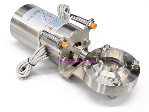 Pneumatic Welded butterfly Valve with Two Sensors,silicone Gaskets Inside. DN25 (DIN 28) Single Brackets.two Sensors Included