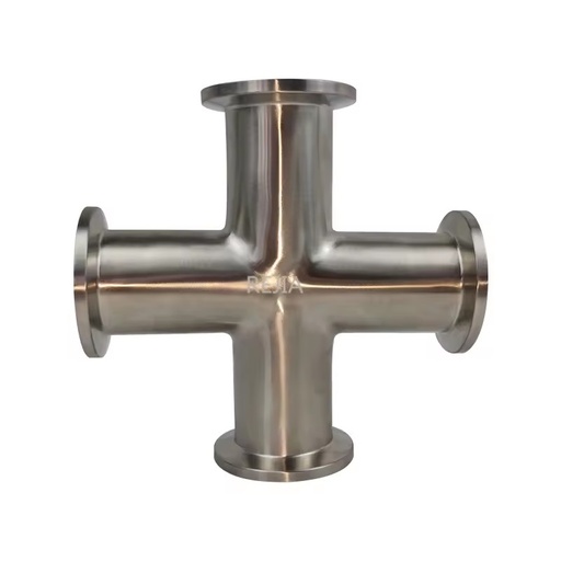 Ultra-High Vacuum 4-Way Cross Connector ISO-KF Flange Stainless Steel Painted Surface Manual for Industrial Vacuum Line