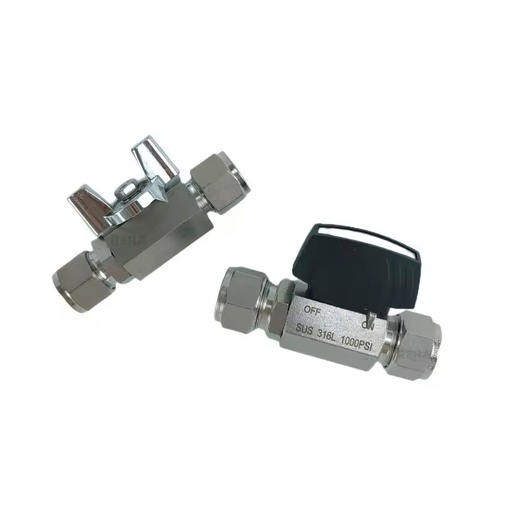 316 Female Gas Instrument Compression Fittings Double Union Ball Valve DN8-DN20 Flanged Medium Temperature