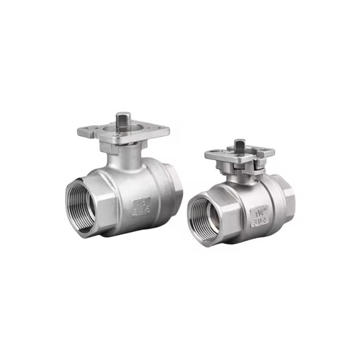 Two-Piece Stainless Steel Ball Valve Manual NPT Connection PTFE Sealing for Water Gas Direct Mount High Platform Design