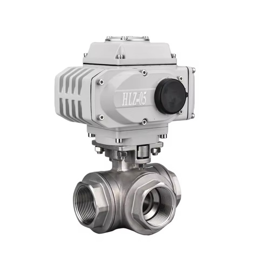 Electric L-Port Female Threaded Ball Valve with ISO5211 Mounting Pad for Water HVAC Control Applications OEM