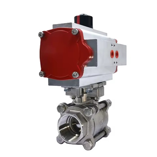 2 Way Ball Valve DN50 Stainless Steel Air Operated Valve 3PCS Female Threaded SS304 316L Pneumatic Actuated Ball Valve