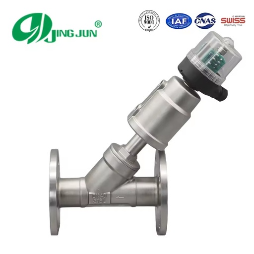Stainless Steel Angle Seat Piston Valve for Industrial Use with Shutoff and Flow Control Functions