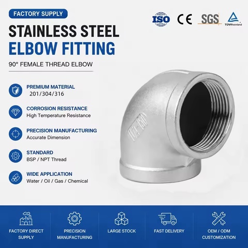 Wholesale Price Stainless Steel 201 304 Female Pipe Fitting 90 Degrees Elbow