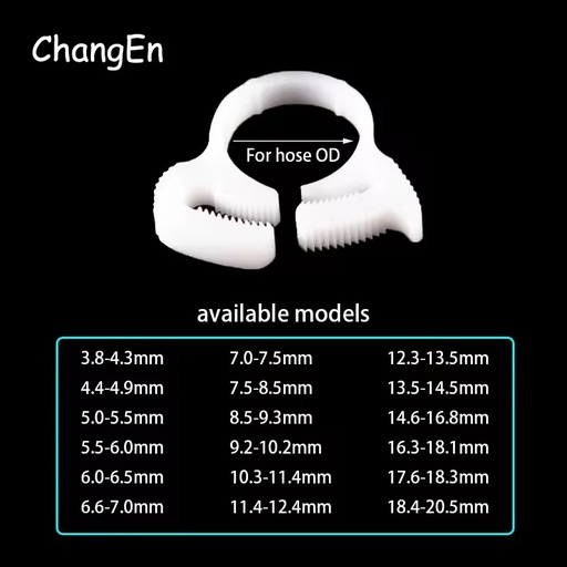 PP Polypropylene Injection Molded Hose Clamps for Garden Irrigation Metric Water Hose Fixing Clips Custom Size