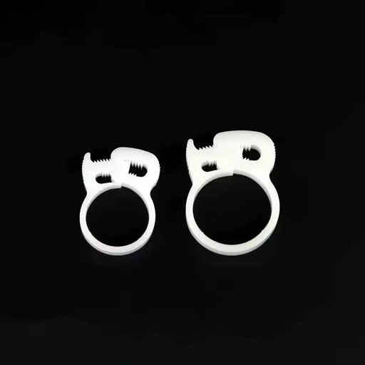 White PVC Ratchet Type Pipe Tubing Clip Plastic Clamps for Cutting Service