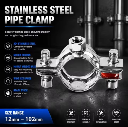 Pipe Clamp Without Rubber Nut Pipe With Rubber Nut 304 Stainless Steel 12 Mm-114 mm Spot Goods DG5
