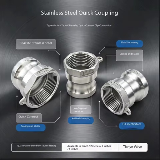 Aluminum Stainless Steel Coupling Quick Connect Fittings with BSPP Thread Camlock Coupling Cast Stainless Steel Camlocks