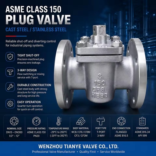 Sleeved Plug Valve Class 150 300 CF3M Body Ptpe Sleeve API 599 SS 304 316L Cast Steel