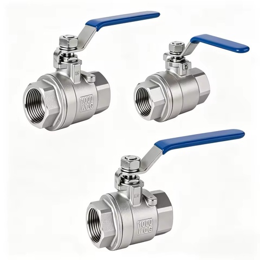 304 Stainless Steel 2-Piece Manual Internal Thread Ball Valve OEM Water Gas Oil PTFE Sealing 1-Year Warranty Size 1/2"-2" PN16