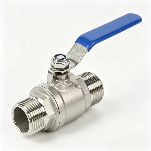 304 Stainless Steel 2-Piece Ball Valve Manual Double Male Thread Ends PN16 OEM Supported 1/2"~2" PTFE Sealing Normal Temperature