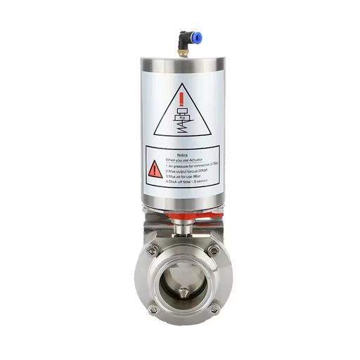 Stainless Steel Quick-install butterfly Valve Single Acting Clamp butterfly Valve Sanitary Pneumatic butterfly Valve