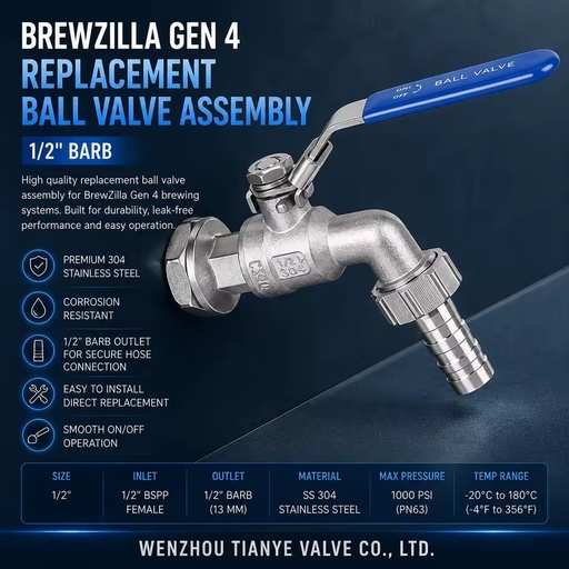 Stainless Steel Ball Valve 1/2,3/4,1 Inch Weldless Bulkhead for Building Home Brew Kettle/Mash Tun
